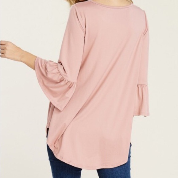 Blush 3/4 sleeve baby doll tunic w/ high low sides - Picture 4 of 4